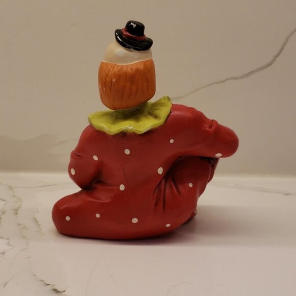 Vintage Ceramic clown playing harmonica red white dots figurine 5"tall - Picture 3 of 11